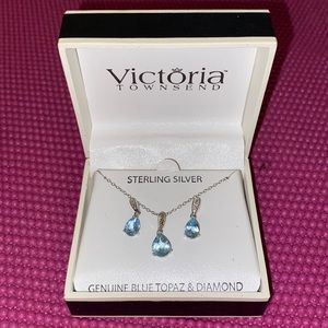 Sterling silver blue topaz earrings and necklace